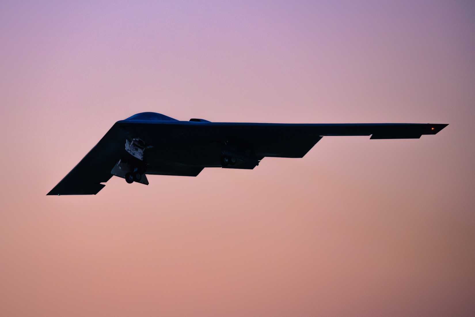 Air Force B-2 Spirit aircraft departs Whiteman Air Force Base, Missouri, Oct. 2, 2025.