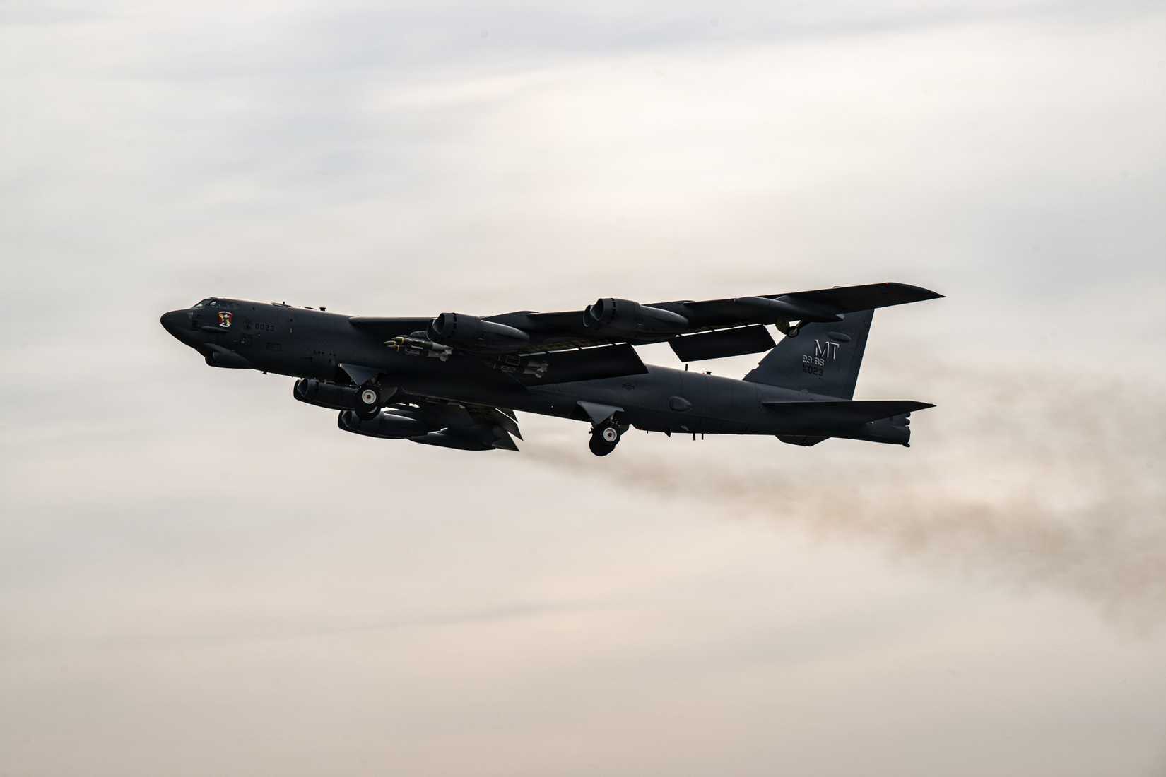 Air Force B-52 Stratofortress takes off for a combat flight during Operation Epic Fury, March 22, 2026.