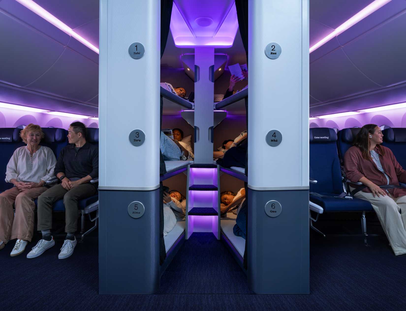 Air New Zealand Economy Skynest bunks full