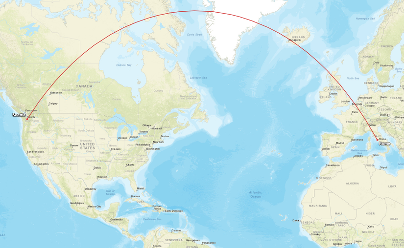 Alaska Airlines Seattle Rome Route Map