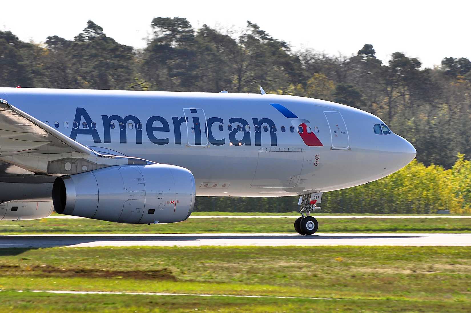 American Airlines Airbus A330 in airport on April 21,2016 in Frankfurt,Germany.
