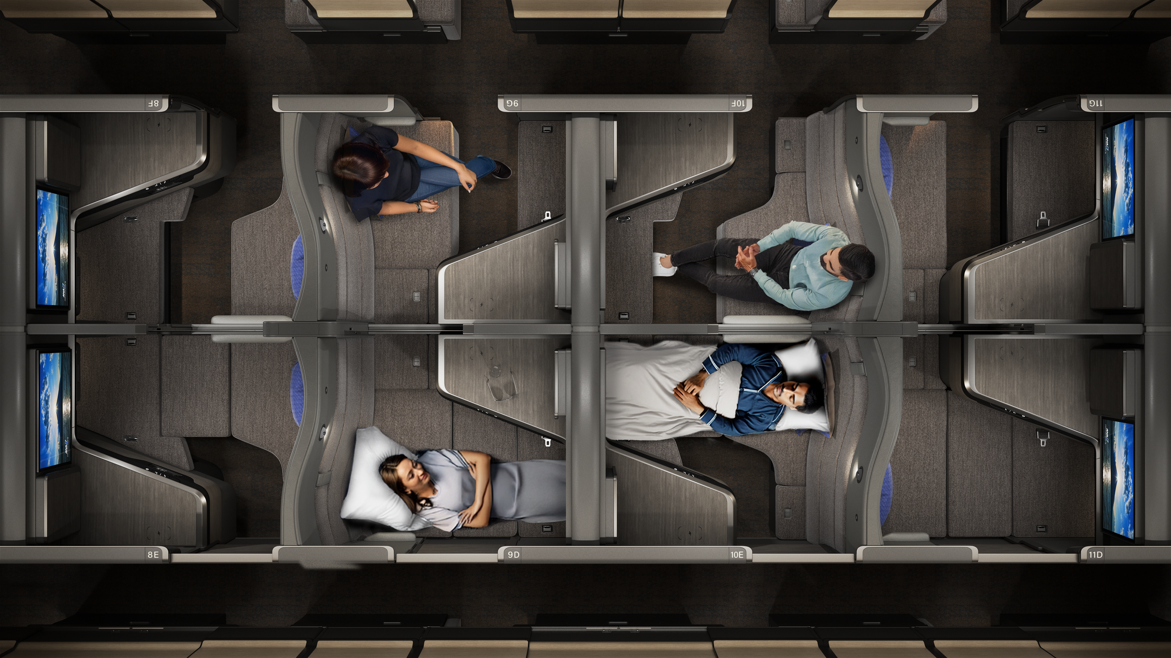 ANA The ROOM FX quad seat view from above