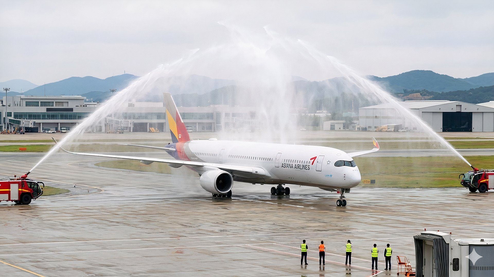 Asiana custom A350-900 water arch