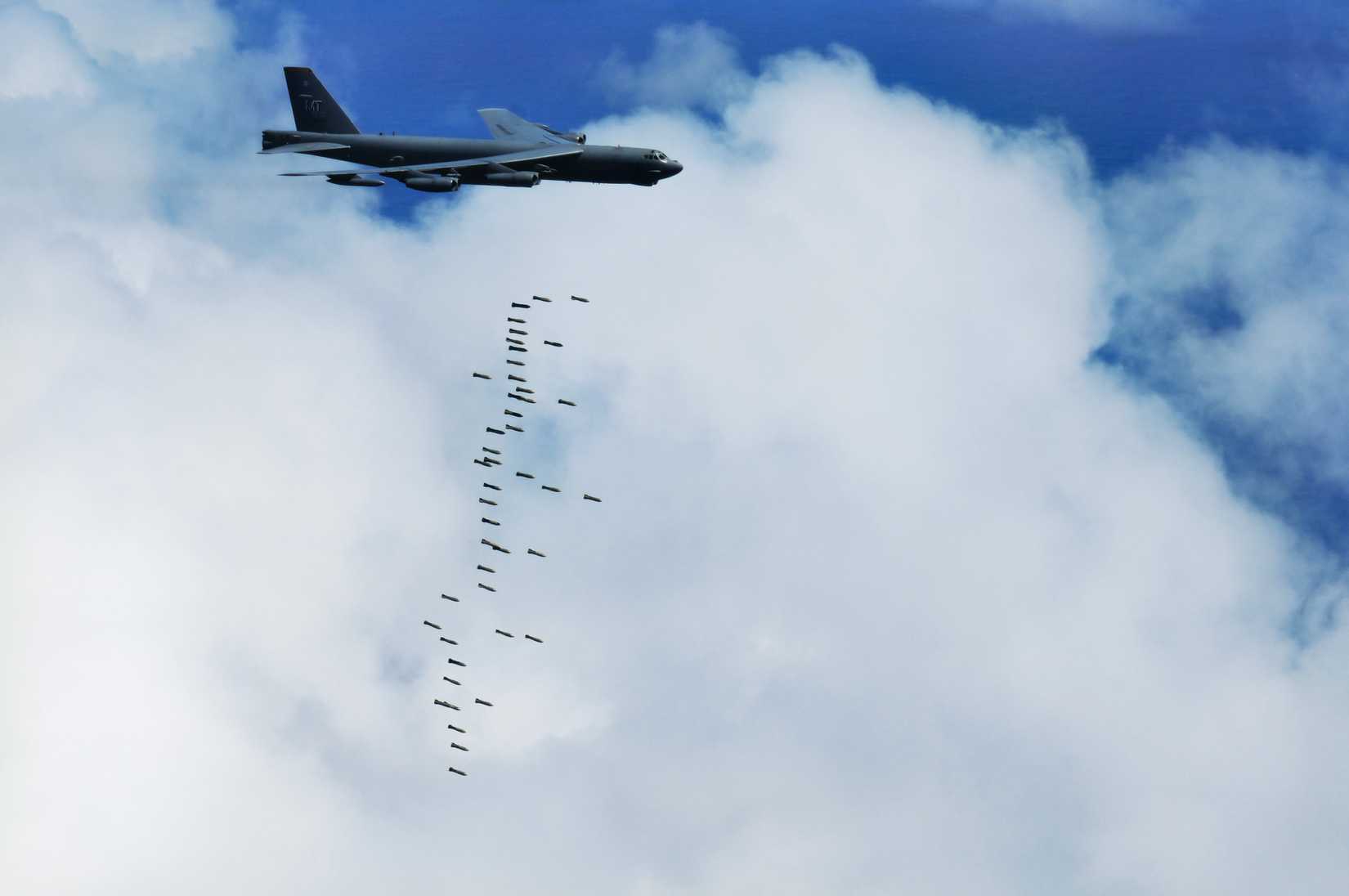 B-52 dropping a payload of bombs