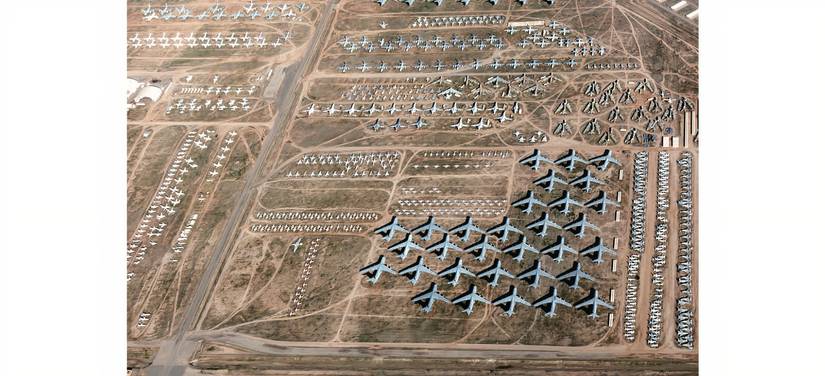 Aircraft stored at a desert facility called the boneyard