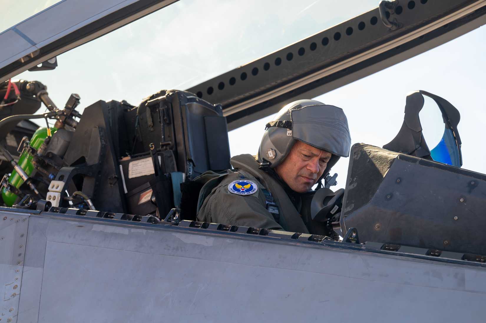 Chief of Staff of the Air Force Gen. Ken Wilsbach conducts preflight checks in an F-22 Raptor.
