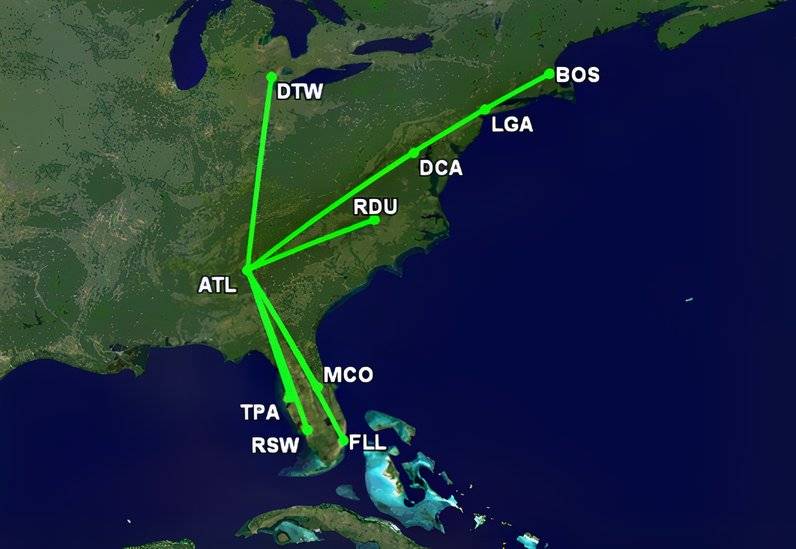 Delta's 10 most-served routes April 2026