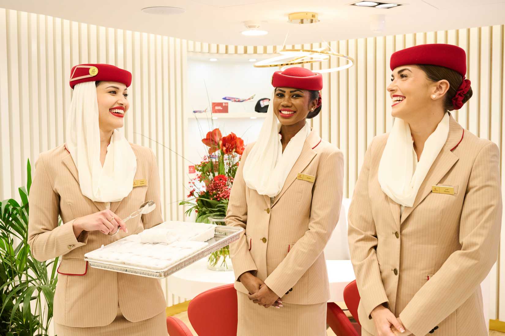 Emirates cabin crew on the ground