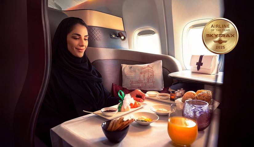Qatar Airways Qsuite dining