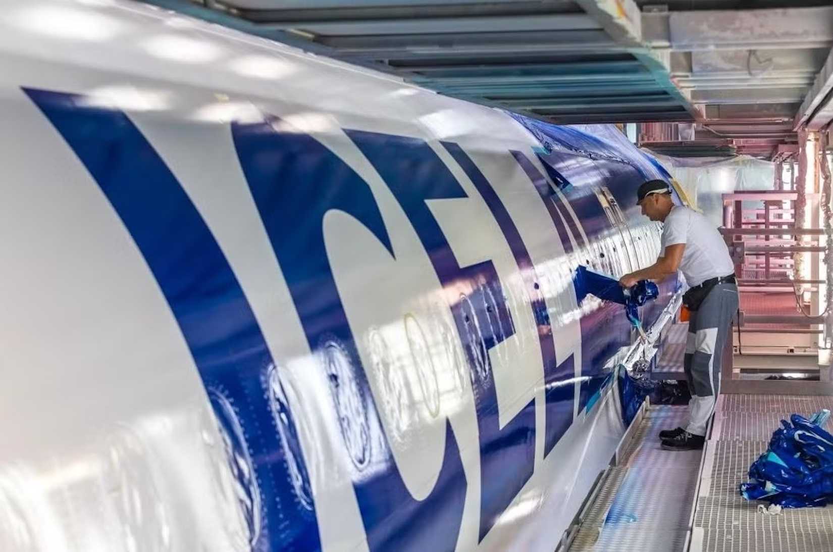 Icelandair Jet Being Painted