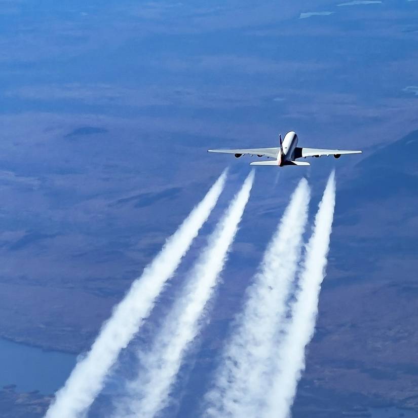 Airbus A380 Cruising With Contrails