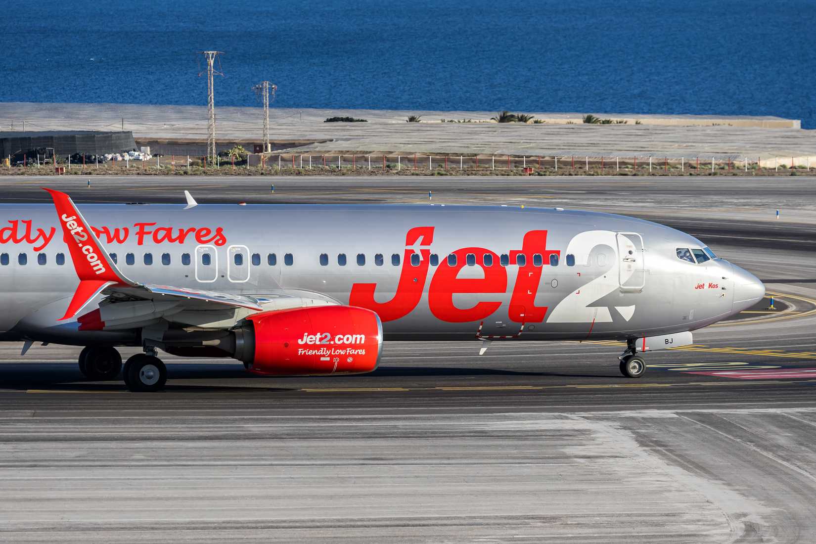 Jet2 Boeing 737-800 airplane at Tenerife South airport in Spain.