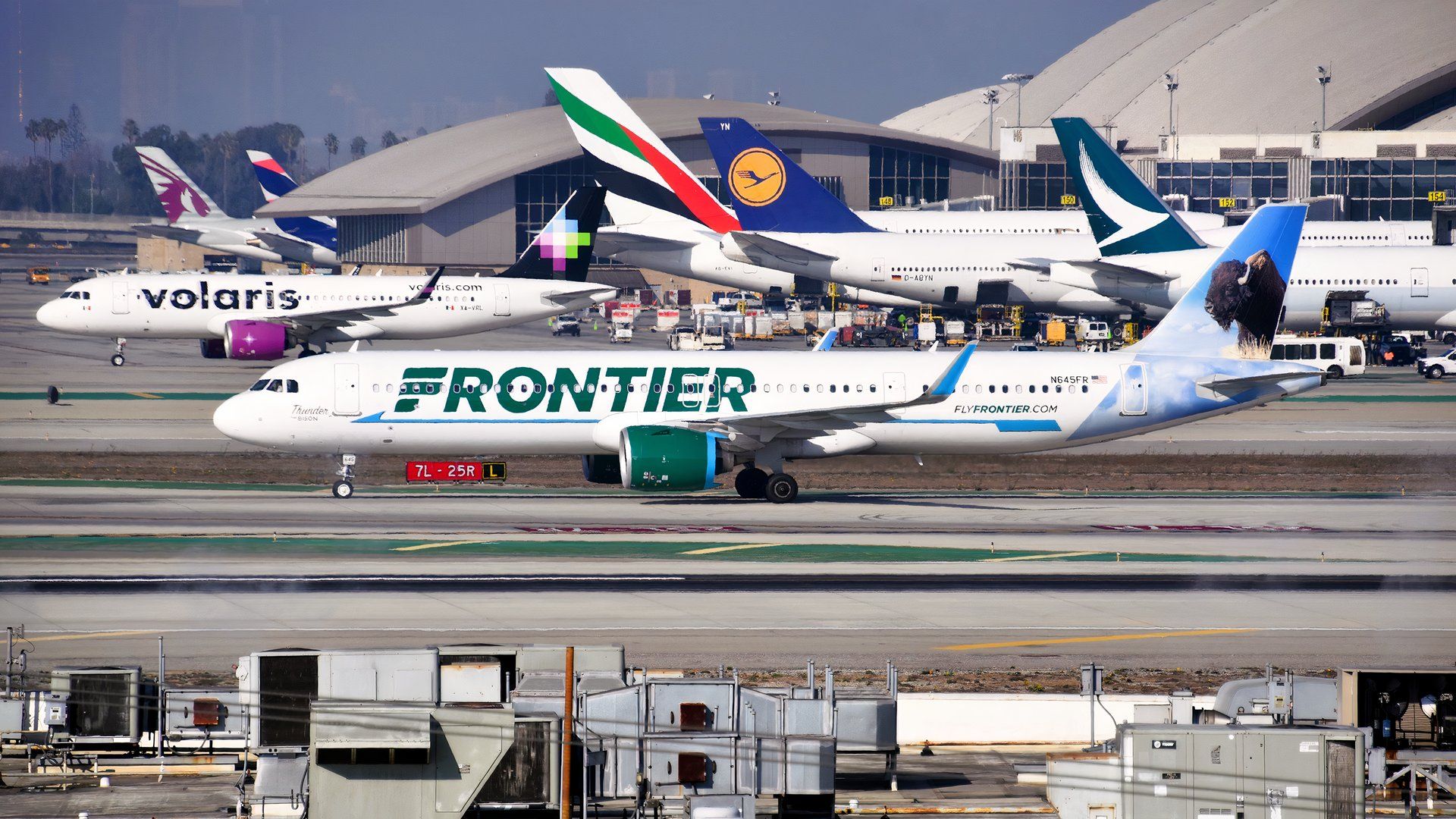 Frontier Airlines Pilots Slam Brakes On Busy LAX Taxiway: “2 Trucks Just Cut Us Off”