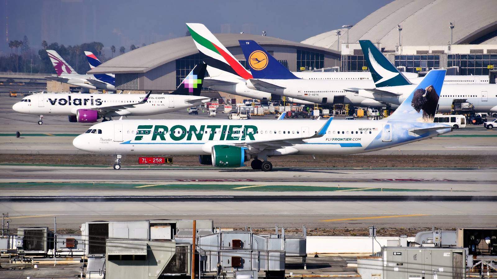 Frontier Airlines Pilots Slam Brakes On Busy LAX Taxiway: “2 Trucks Just Cut Us Off”