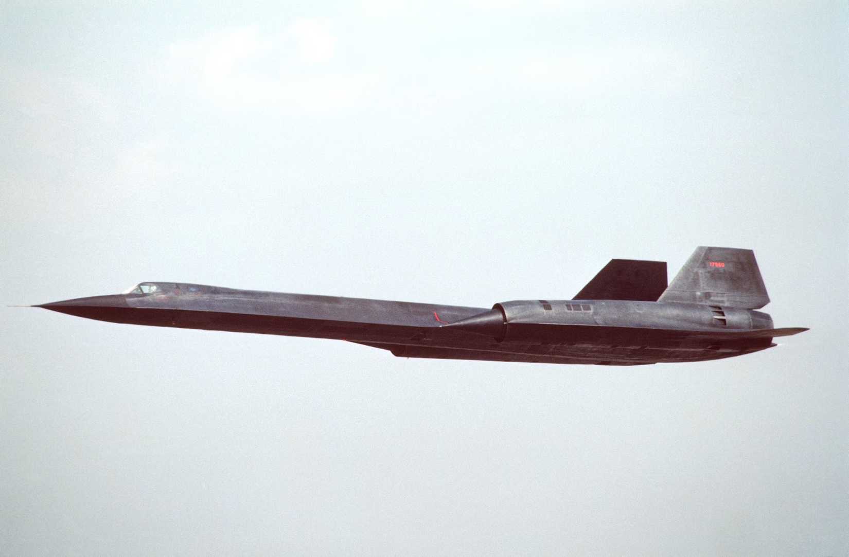 An SR-71 Blackbird in the sky