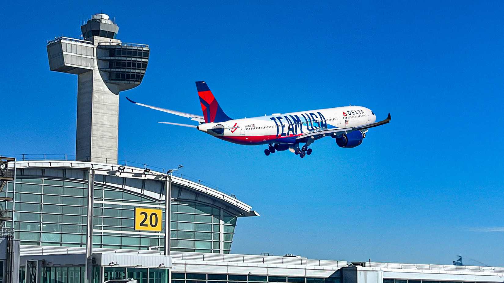 A Delta Aircraft Departing From A New York Airport