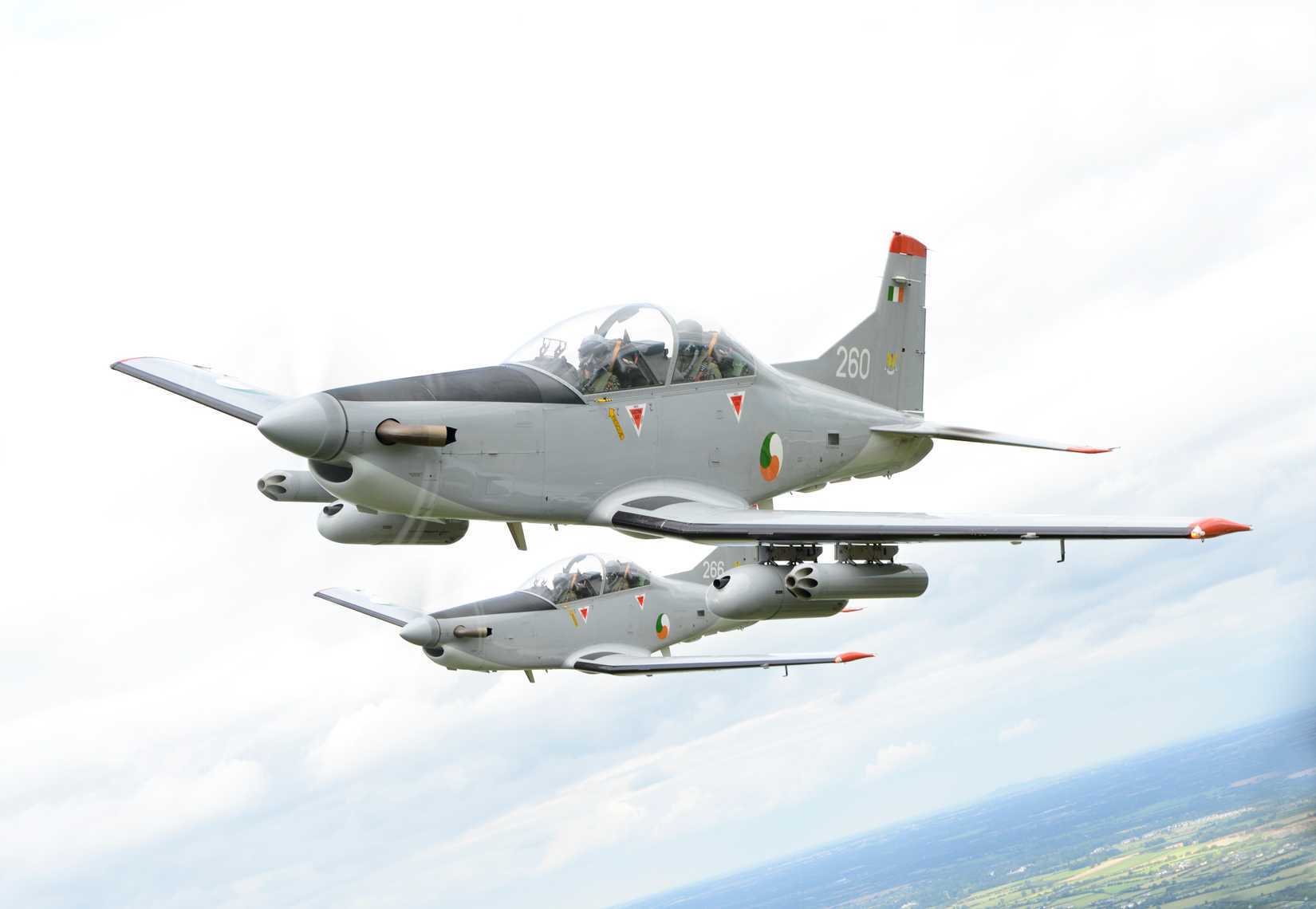 Pilatus PC-9 of the Irish Air Corp flying in formation.