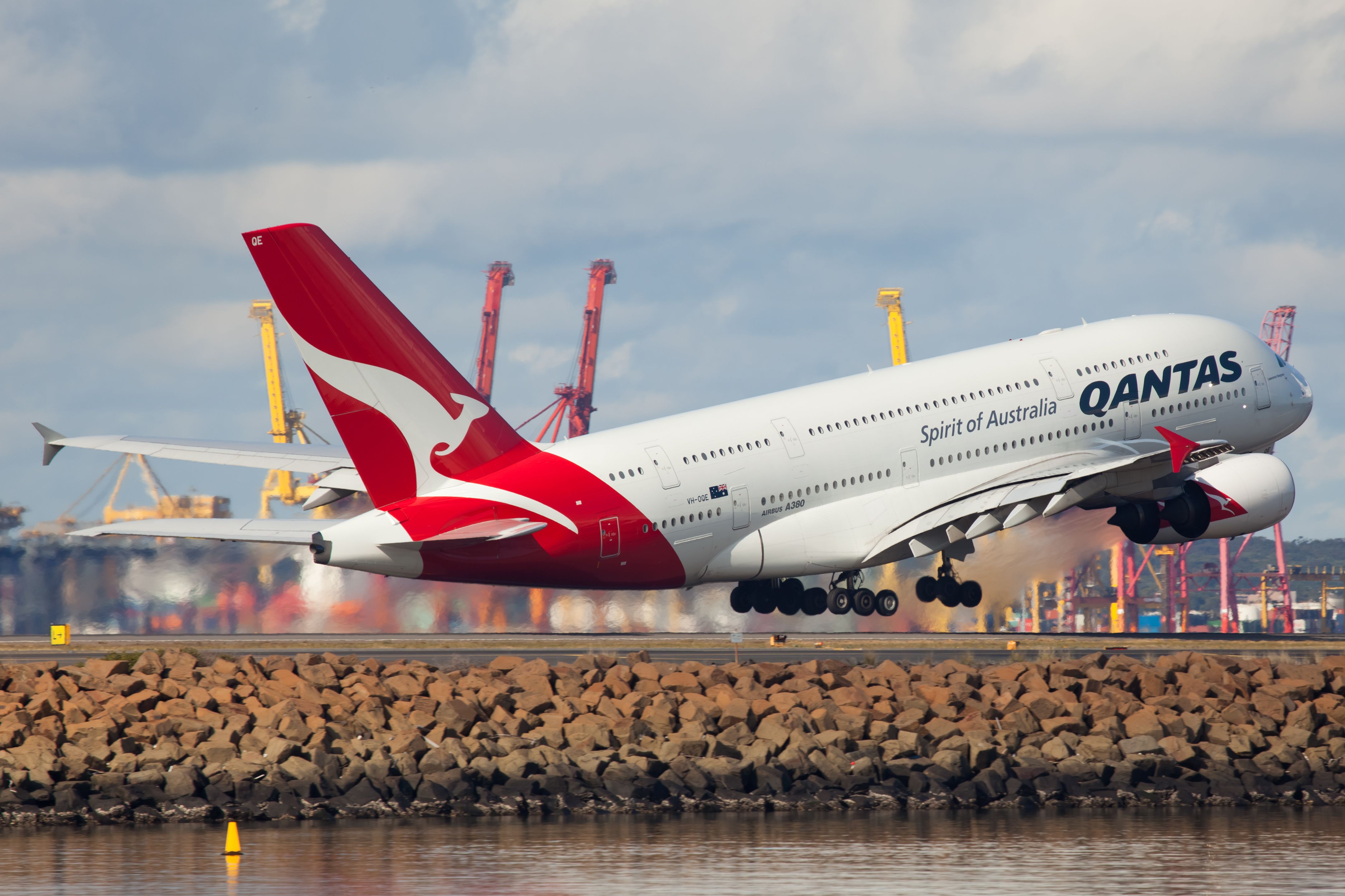 Qantas A380 taking off
