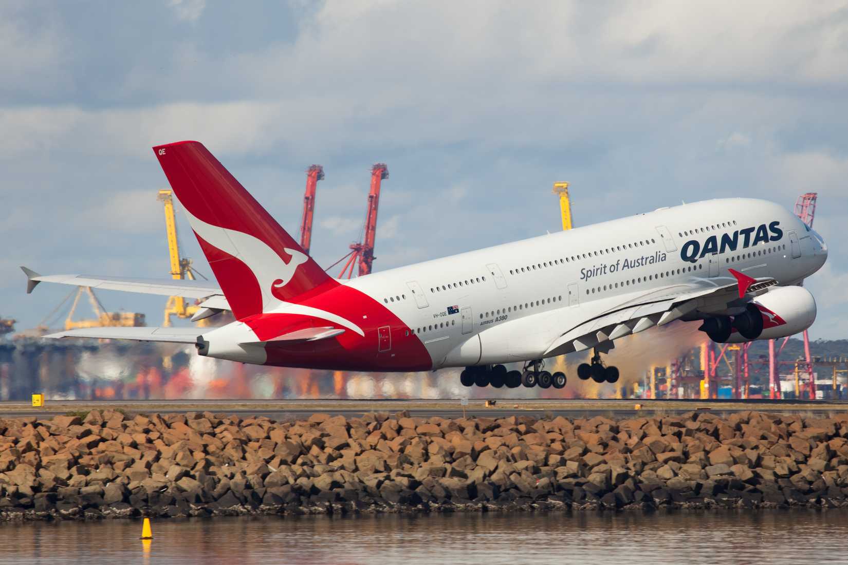 Qantas A380 taking off
