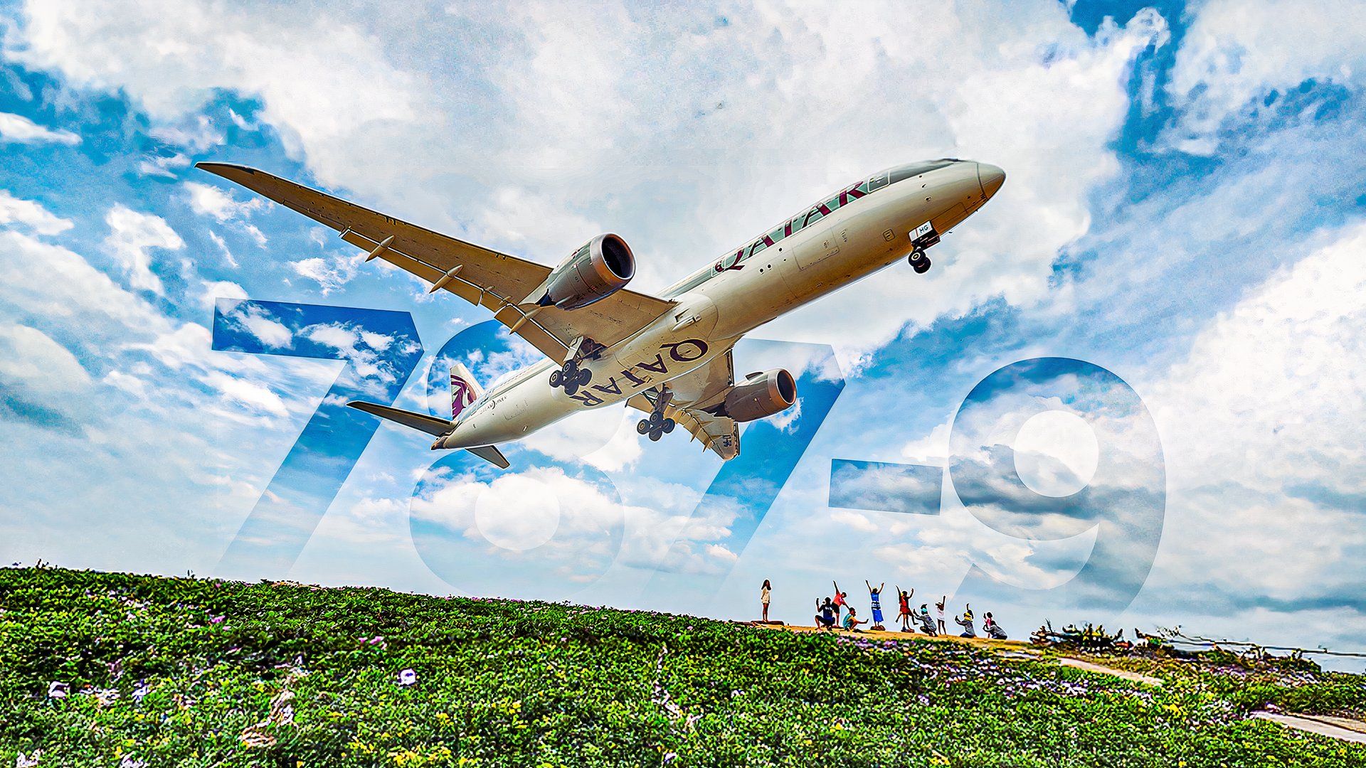 Qatar Airways Boeing 787-9 on short final custom thumbnail