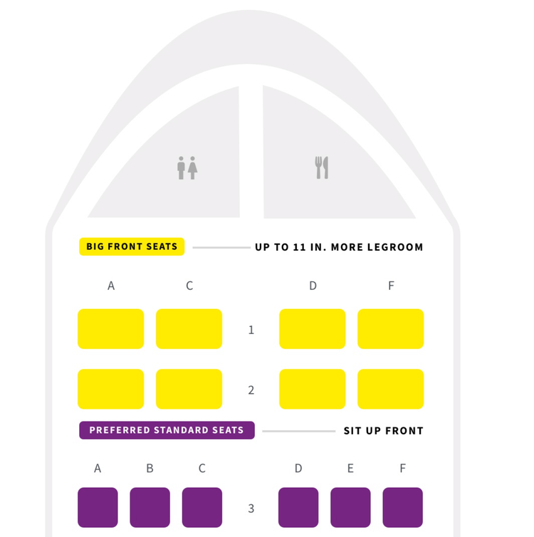 Spirit Airlines big front seats