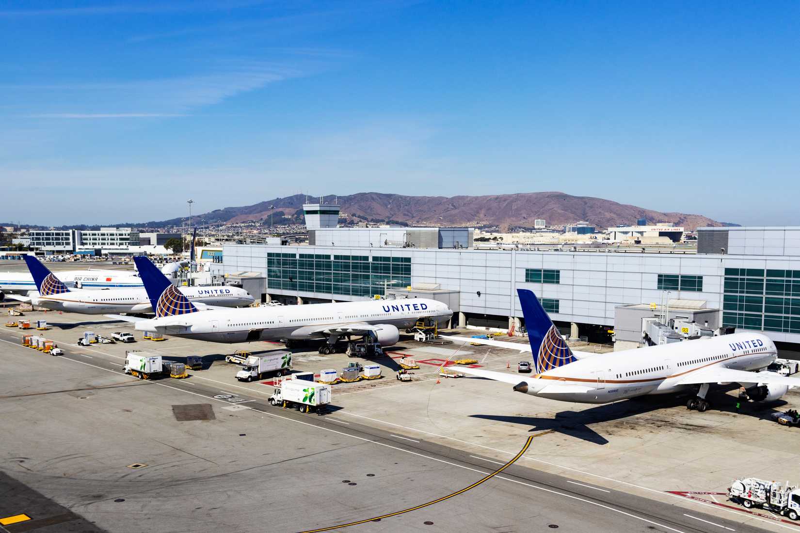 United Airlines Boeing Widebodies Parked At SFO