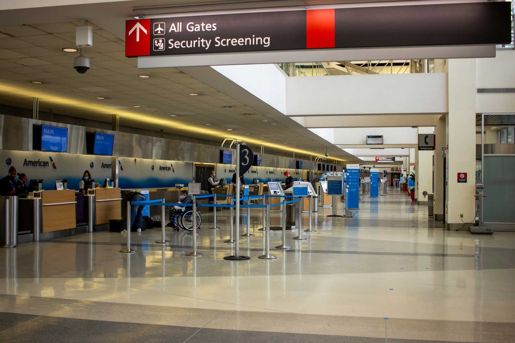 Almost Empty Terminal area at Philadelphia International Airport (KPHL) amid the Coronavirus Stay at Home order