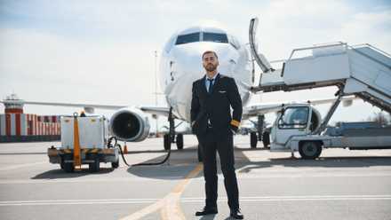 Pilot In Front Of Boeing 737