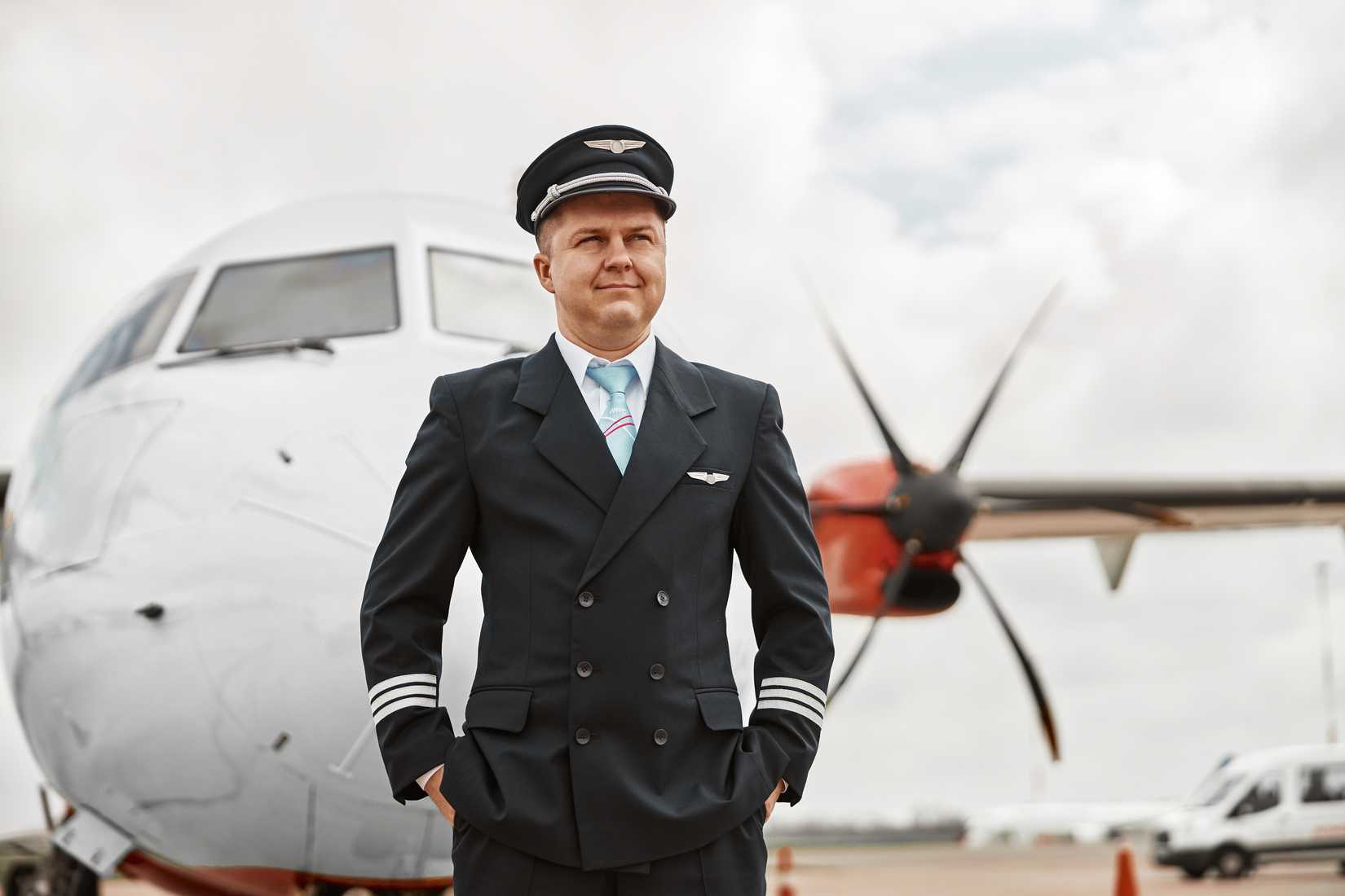 Pilot In Front Of Turboprop