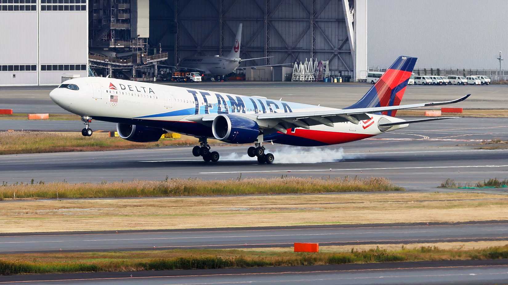 Delta Air Lines Airbus A330-900neo (Team USA) landing in Tokyo