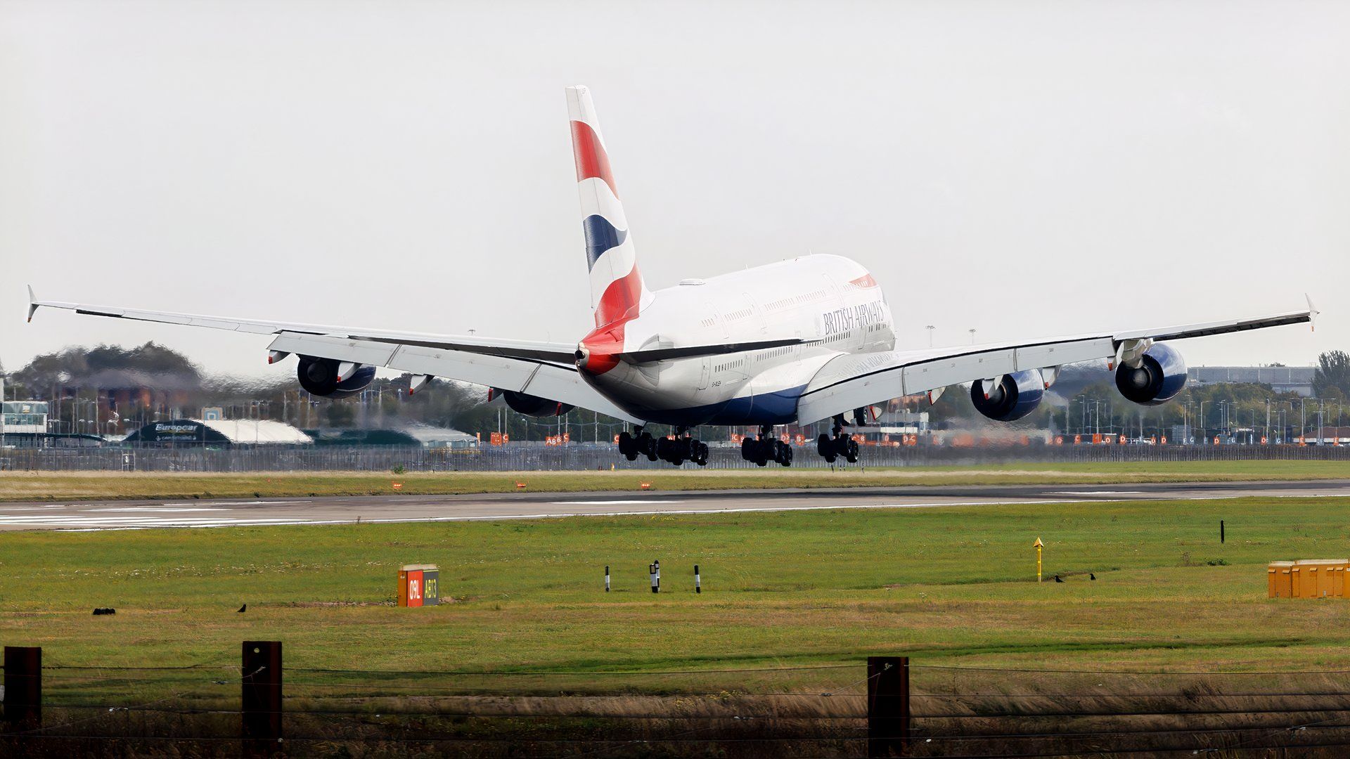 British Airways Airbus A380 landing London Heathrow