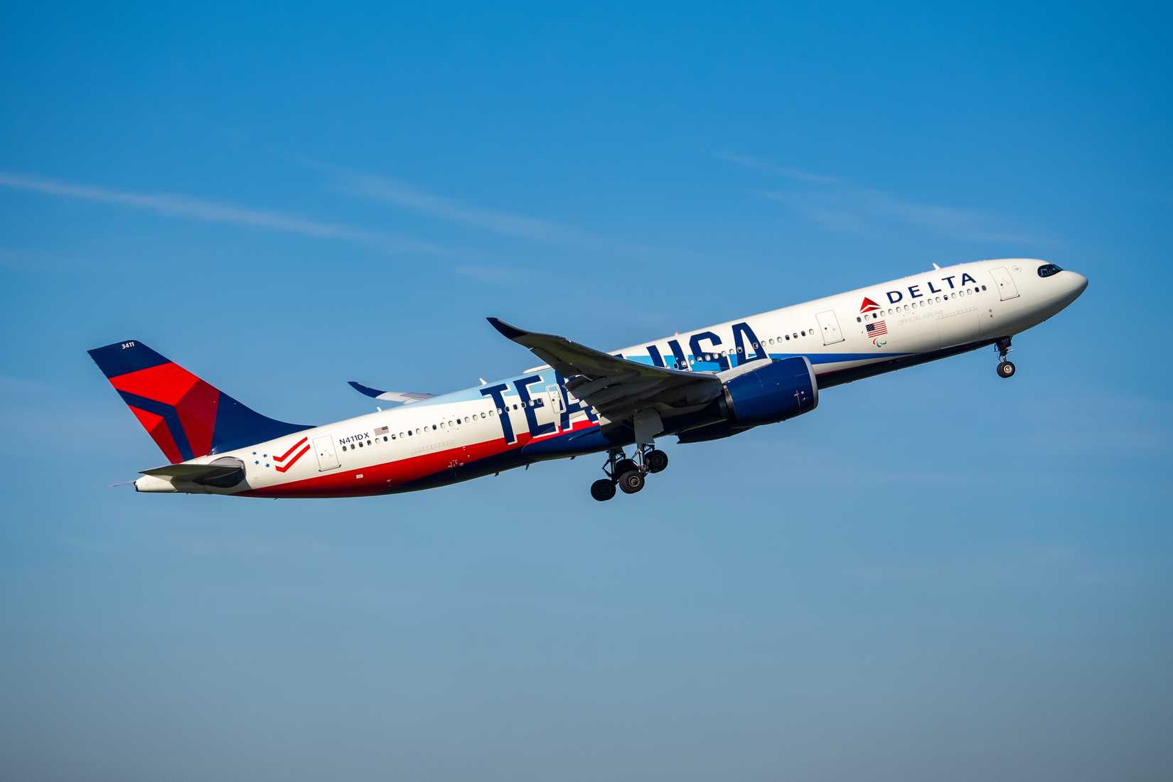 Delta Air Lines Airbus A330-900 In The Team USA Olympic Livery Climbing