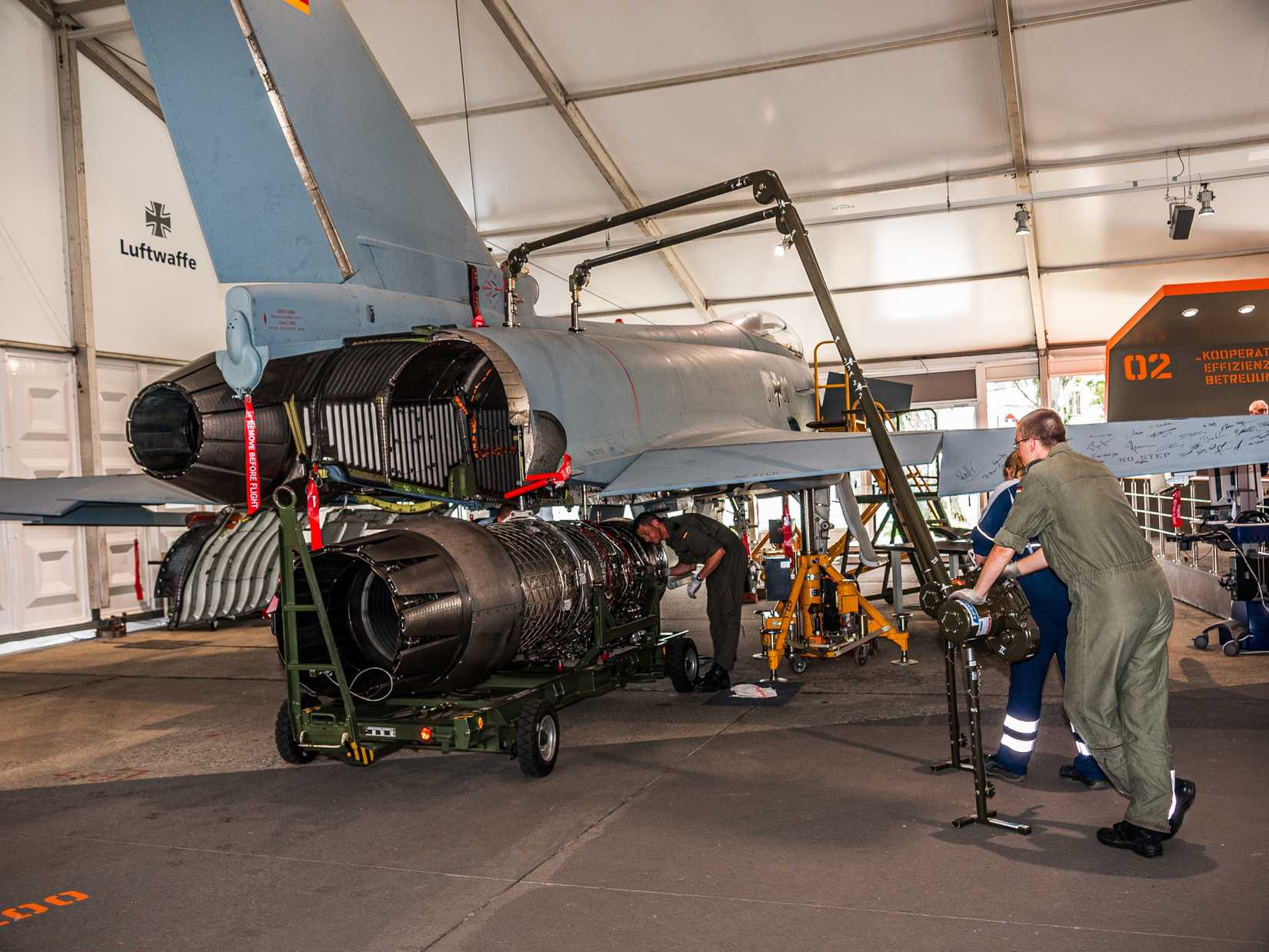Eurojet EJ200 low-bypass turbofan engine installation on Luftwaffe Eurofighter Typhoon 