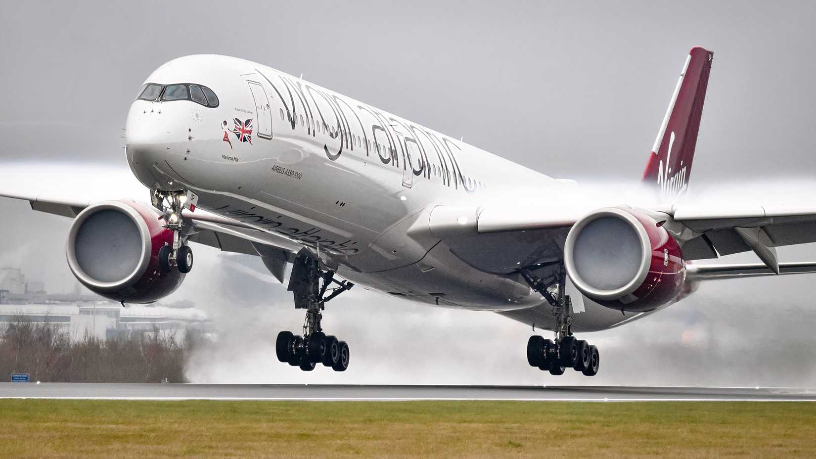 Virgin Atlantic Airbus A350-1000 taking off. 