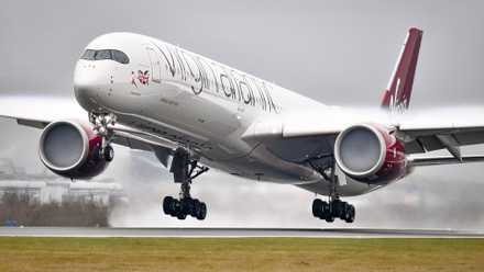 Virgin Atlantic Airbus A350-1000 taking off.