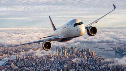 Delta Airbus A350-1000 over New York City
