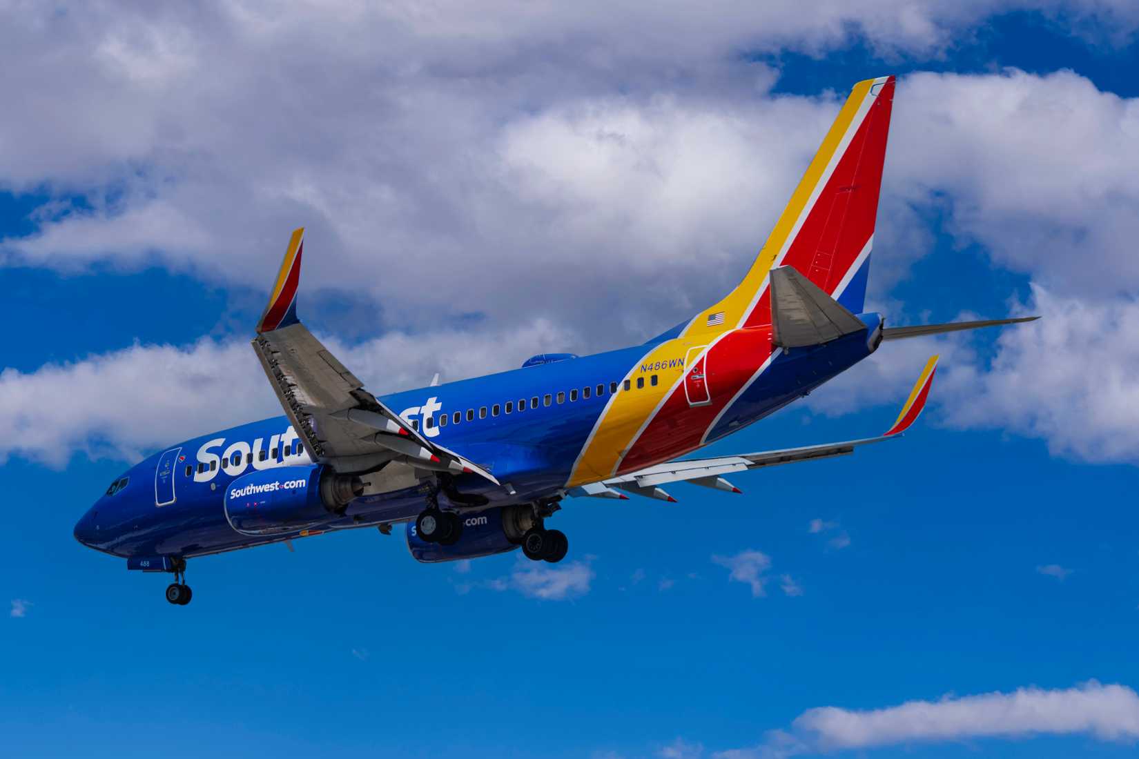 Southwest Airlines Boeing 737-700 N486WN arrival at Harry Reid Intl Airport.
