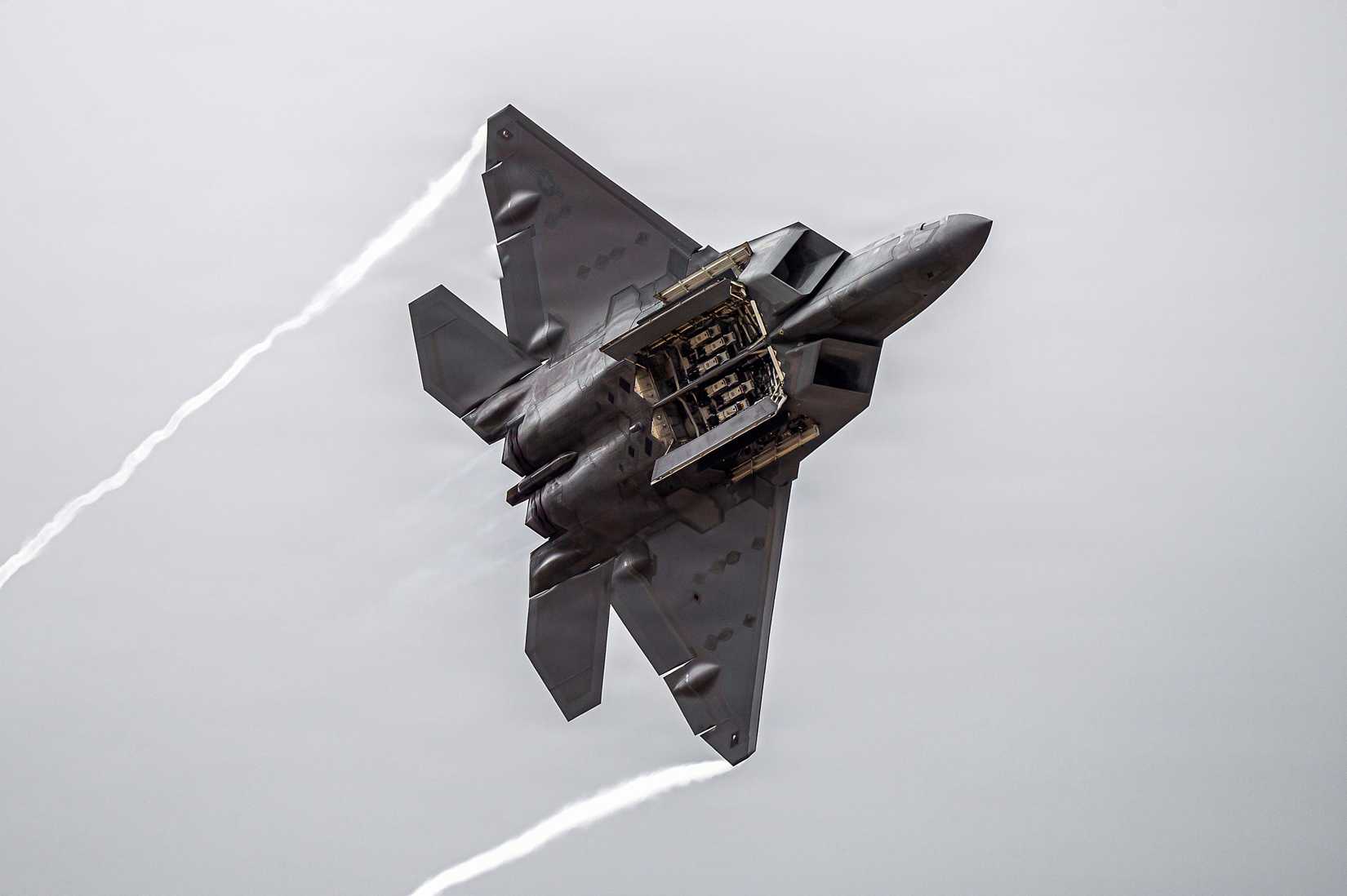 The F-22 Raptor Aerial Demonstration showcases the unmatched maneuverability of the airframe by executing a series of combat maneuvers.