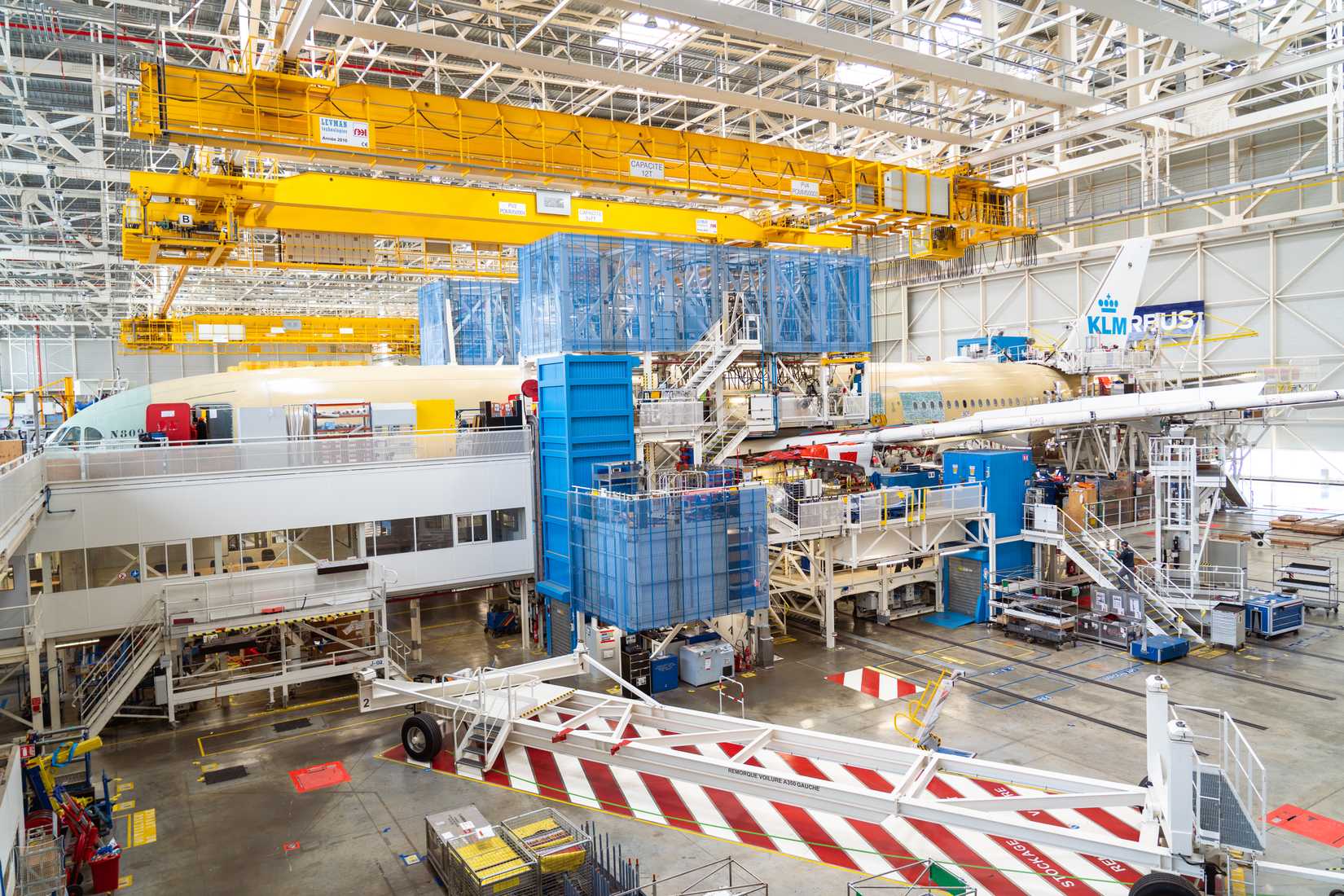 The first KLM A350, MSN809, at the final assembly line.