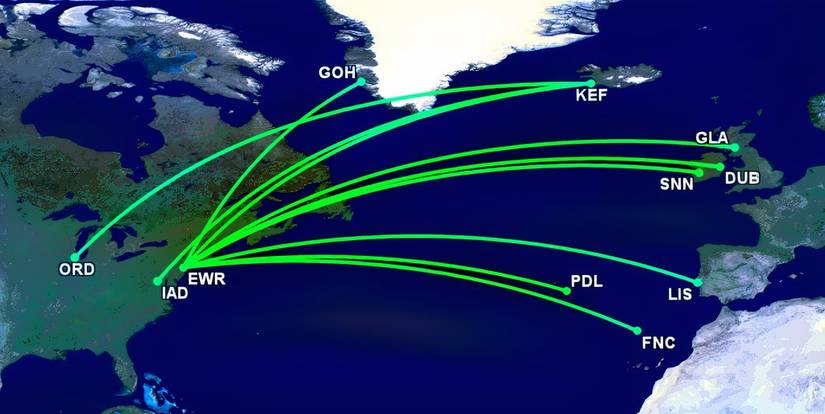 United Airlines 10 shortest transatlantic flights 2026