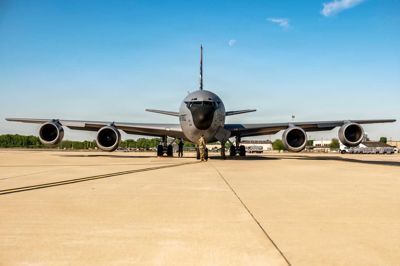 A KC-135 Stratotanker assigned to the 121st Air Refueling Wing, sits on the flight line at Rickenbacker Air National Guard Base, Columbus, Ohio, May 7, 2026.