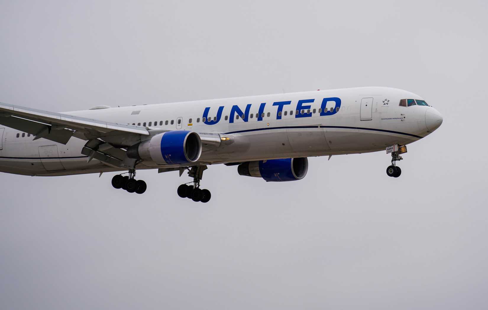 A United Airlines Boeing 767.