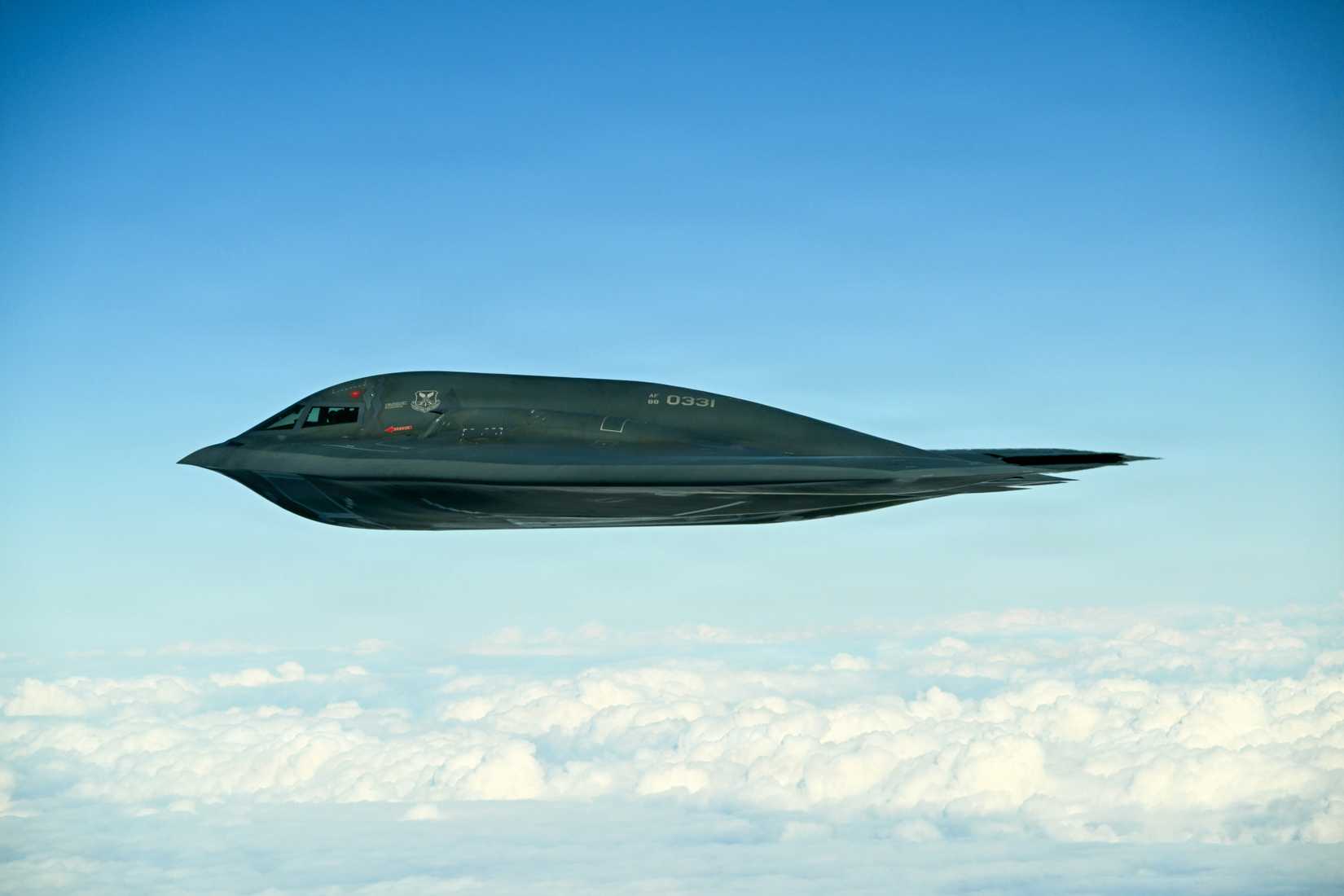 Air Force B-2 Spirit conducts an integrated maritime strike training exercise with  Carrier Air Wing Eleven (CVW-11).