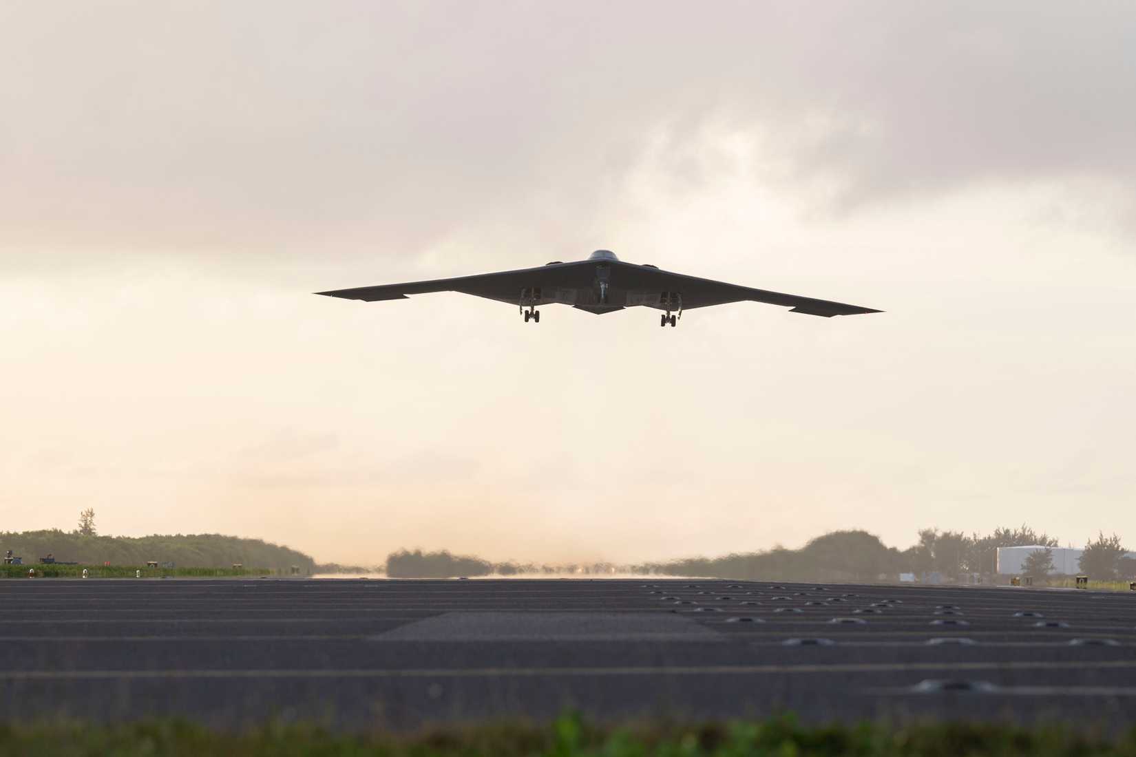 Air Force B-2 Spirit stealth bomber takes off on a combat mission at Diego Garcia, British Indian Ocean Territory, April 13, 2025.