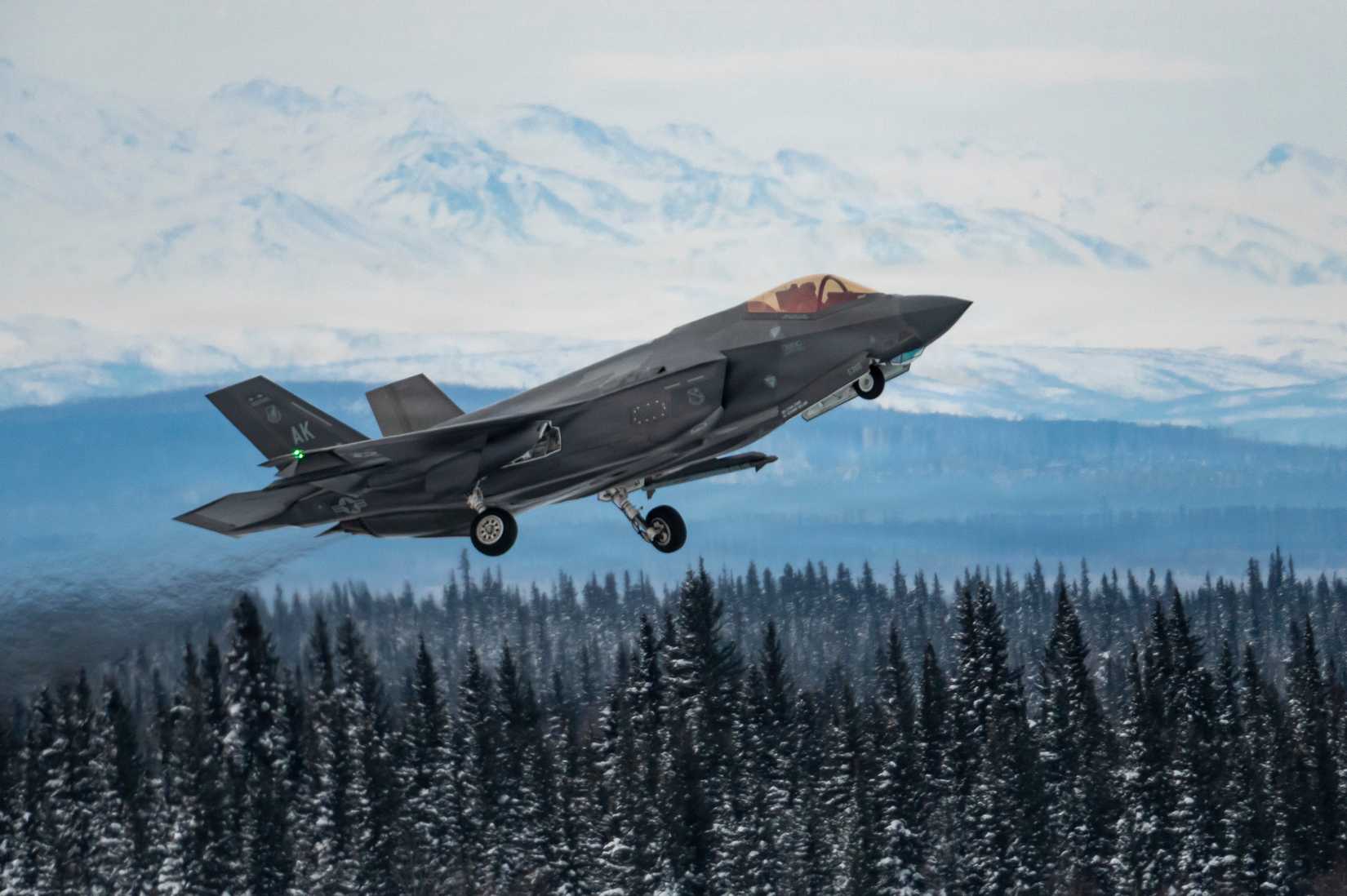 Air Force F-35A Lightning II takes off during ARCTIC EDGE 26 (AE26) at Eielson Air Force Base, Alaska, March 4, 2026.