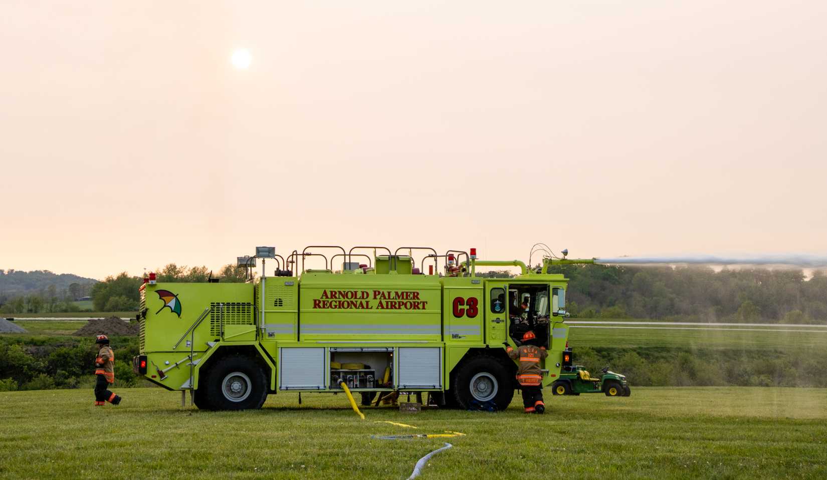 Arnold Palmer Regional Airport fire truck during disaster drill, May 2026.