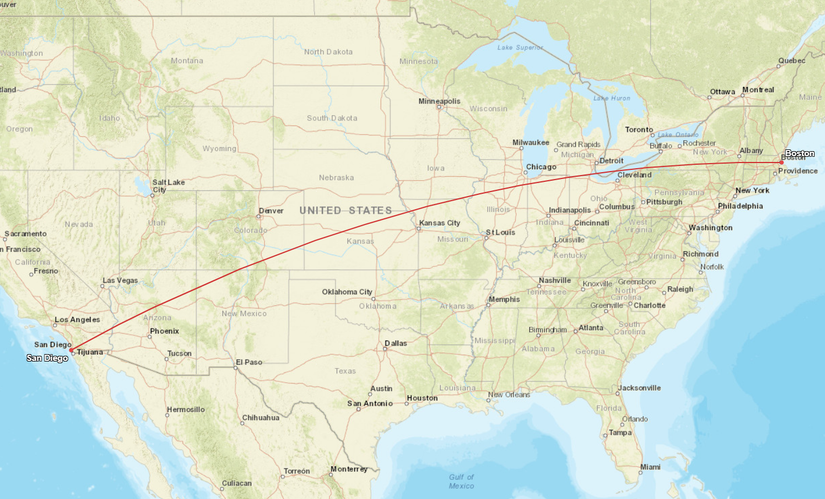 Boston San Diego Map