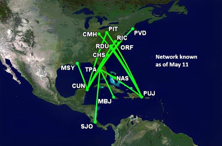 Breeze's international map as of May 11