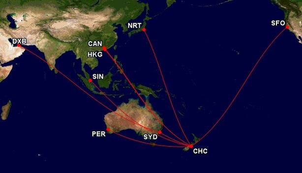 Christchurch longhaul routes