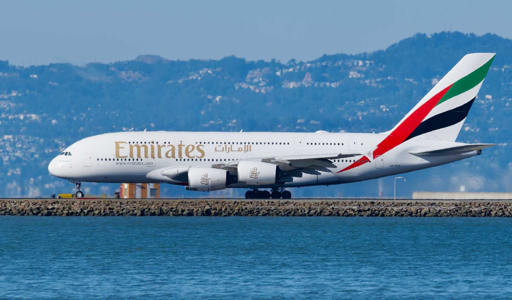 Emirates A380 taxiing SFO